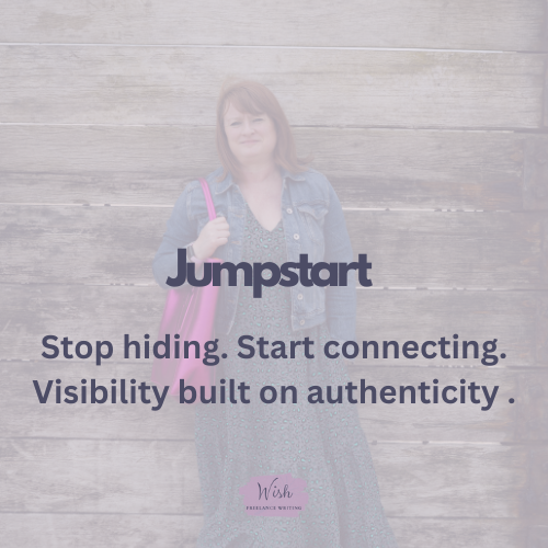 Logo for Jumpstart featuring an image of Suzy Stanton in the background and Jumpstart over the top